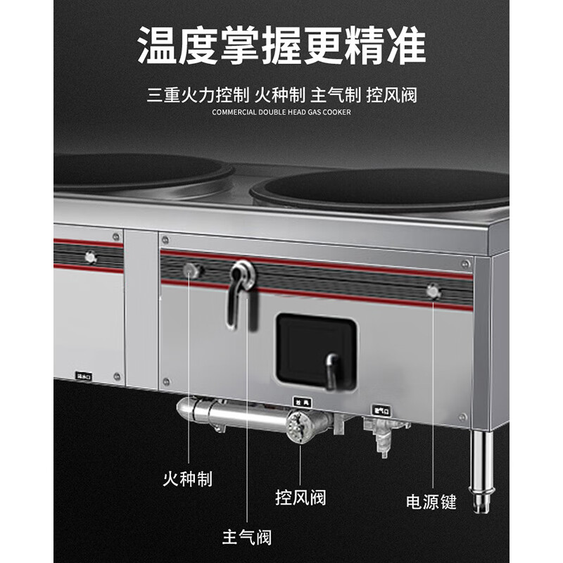 史蒂芬(stevison))双头燃气大锅灶 电压220v 功率1100W 锅径700mm*2 201不锈钢 DL-RZ7高清大图