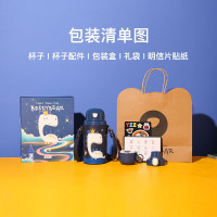 (免费刻字)涂鸦恐龙韩国杯具熊BEDDYBEAR正品儿童保温杯316不锈钢带吸管三用水壶男女学生杯子580ml保温用品