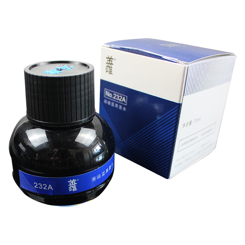 英雄232A墨水钢笔签字笔墨水 非碳素染料型英雄墨水75ml 蓝黑墨水 一瓶装