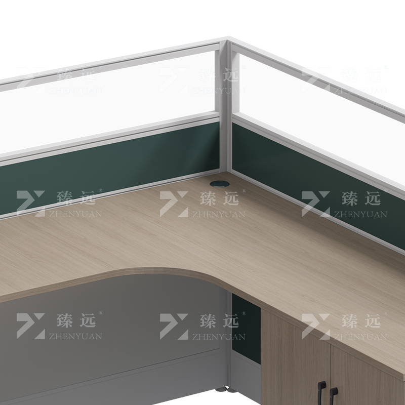 臻远ZYGW-159屏风工作卡位职员桌办公桌 L型单人位含衣柜床柜不含床
