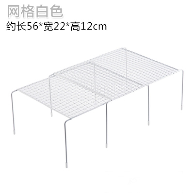 可伸缩铁艺厨房置物架橱柜碗碟架家用厨具沥水调味品收纳架整理架收纳层架三维工匠 网格白色