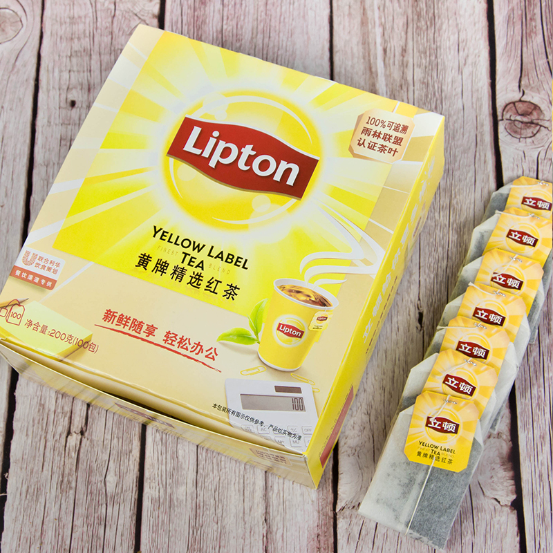 lipton立顿红茶包黄牌精选袋泡茶100包斯里兰卡红茶粉奶茶专用