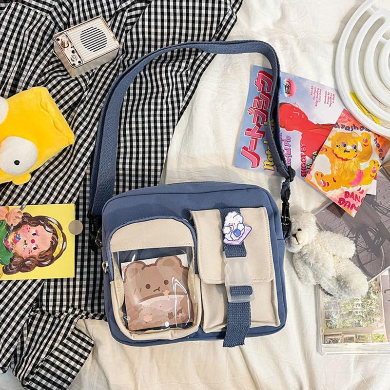 jk制服包尼龙帆布大容量单肩斜挎日系韩版ins原宿女可爱学生百搭蓝色