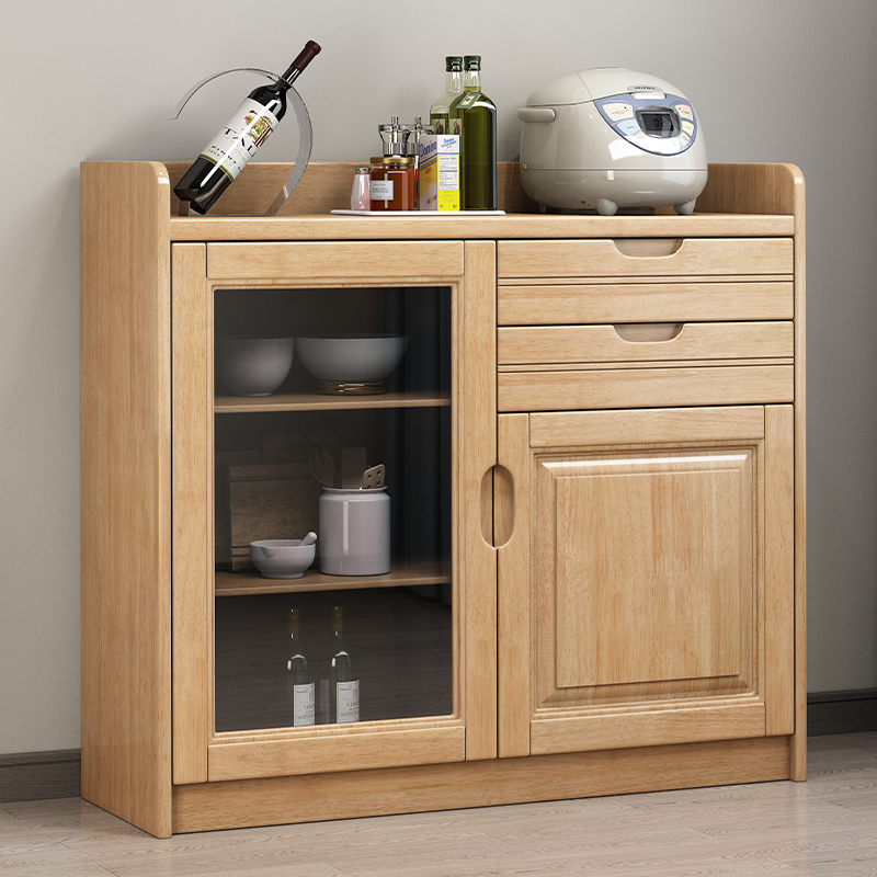 青木川 实木餐边柜酒柜一体餐厅客厅家用办公室茶叶柜一米小型迷你角柜边柜1米立柜收纳储物柜落地茶水柜高清大图