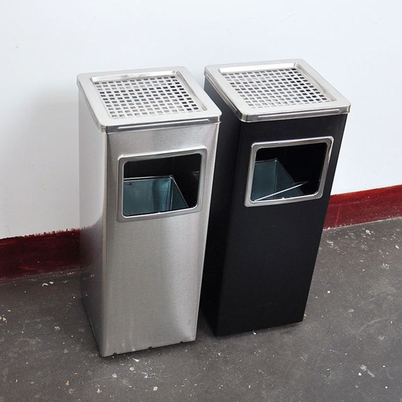 铭威盾不锈钢垃圾桶大号酒店立式烟灰缸卫生桶大堂大厅宾馆带盖公用商场高清大图