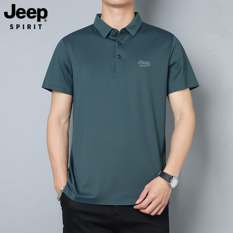 Jeep spirit冰丝polo衫男短袖夏季薄款男士高端商务翻领T恤爸爸上