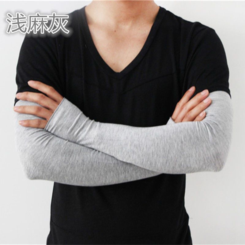 长款防晒手套袖男士夏季薄款半指假袖子开车护臂拉架棉莫代尔袖套