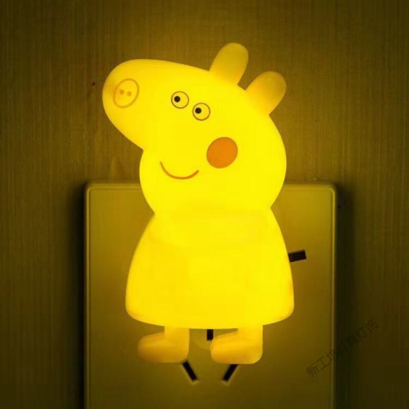 苏宁放心购 创意节能led方形小夜灯光控插电卧室床头卫生间婴儿喂奶起夜灯 小猪佩奇黄(开关款)优惠3个装