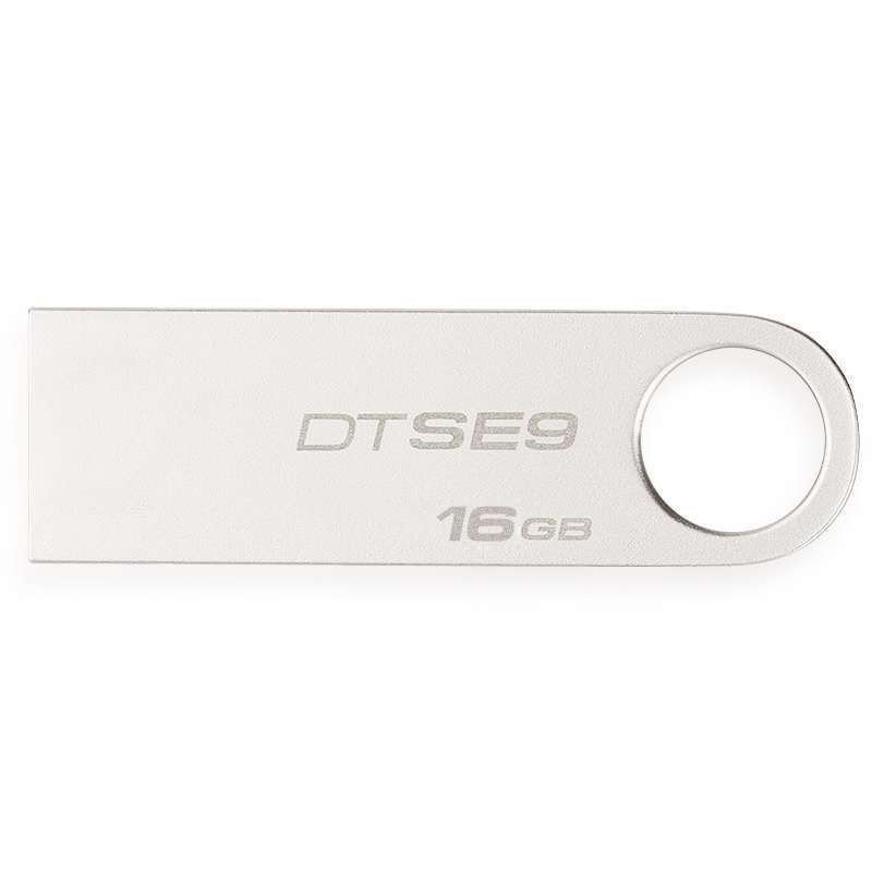 Kingston金士顿16gu盘DTSE9 16GB USB2.0车载金属U盘可个性化定制logo/礼品优盘银色官方标配