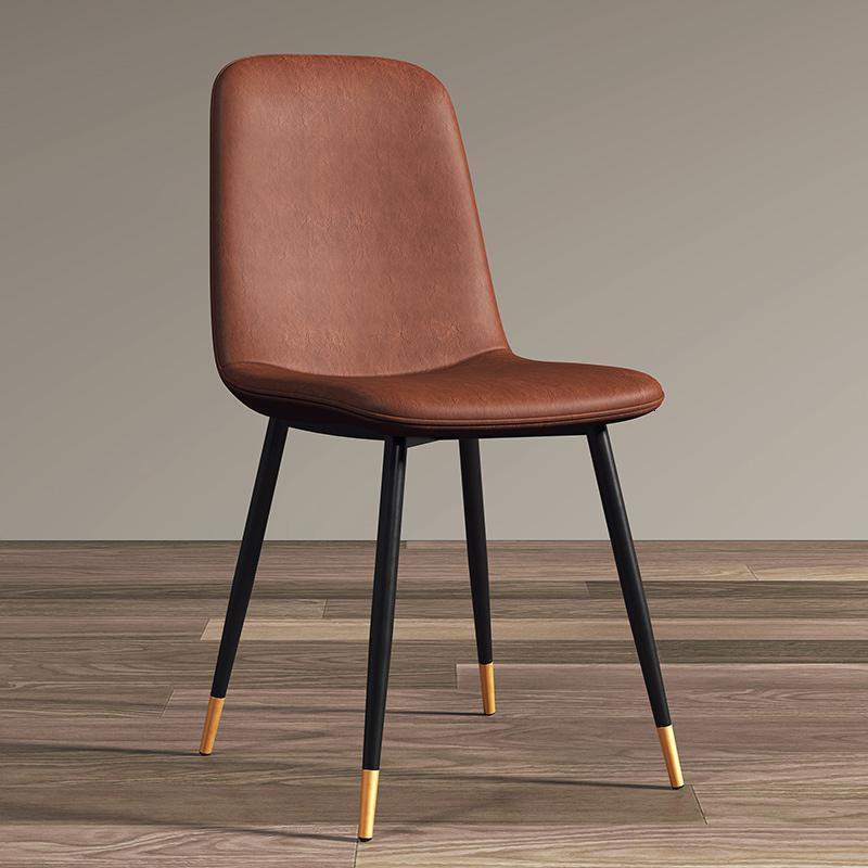汐岩北欧轻奢餐椅现代简约靠背休闲餐厅咖啡厅电脑家用桌椅凳子 黑金浅棕色