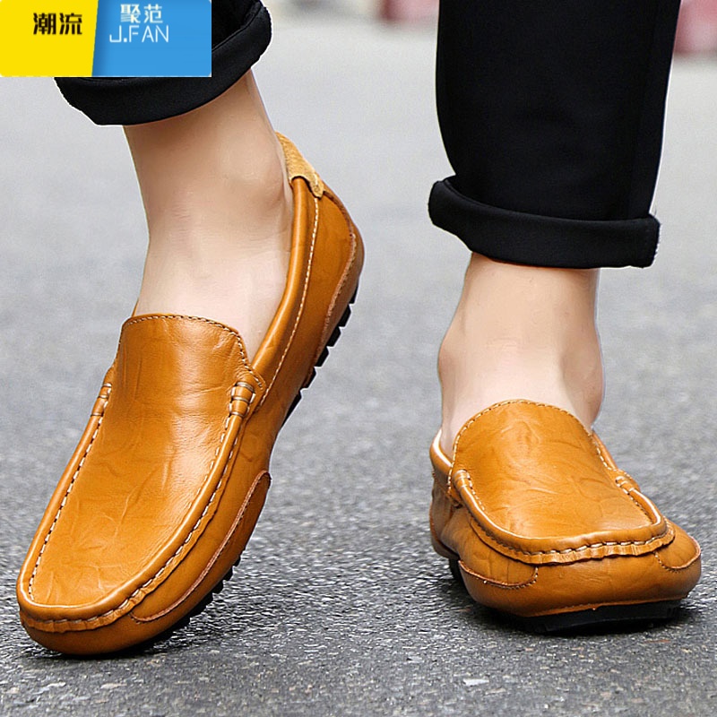 聚范豆豆鞋男2024夏季软底休闲男鞋大码45一脚蹬懒人皮鞋潮流46高清大图