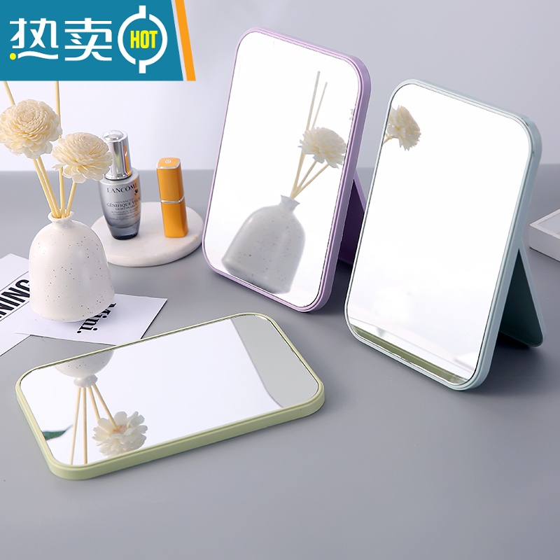 敬平桌面折叠便携式化妆镜学生宿舍台式小镜子女梳妆镜小号随身公主镜 粉色大号双面镜便携式用镜高清大图