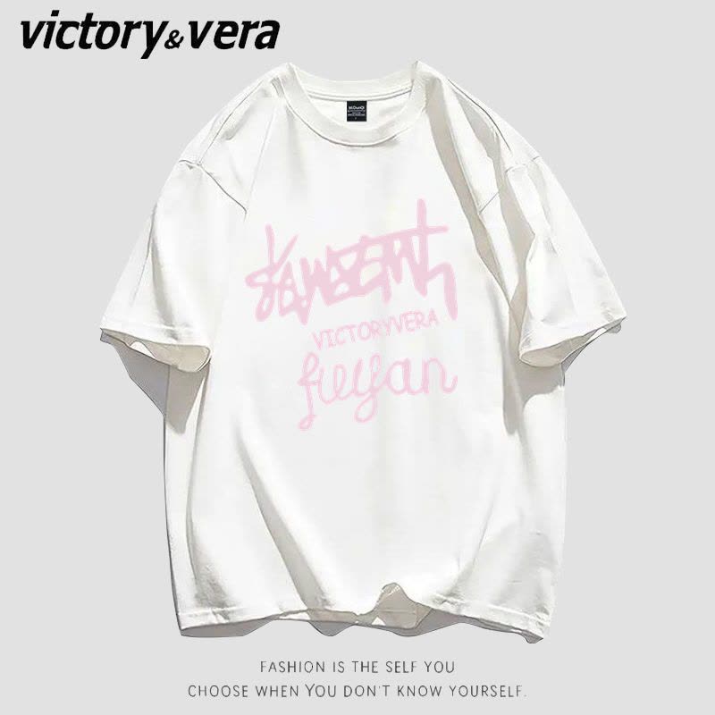 VICTORYVERA学生港风短袖t恤女2022夏季新款欧美字母印花上衣百搭图片