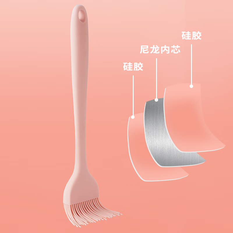 展艺硅胶油刷刮刀2件套 食品级刮板油刷吨吨野餐烧烤调料刷烘培工具套装 硅胶油刷+刮刀高清大图
