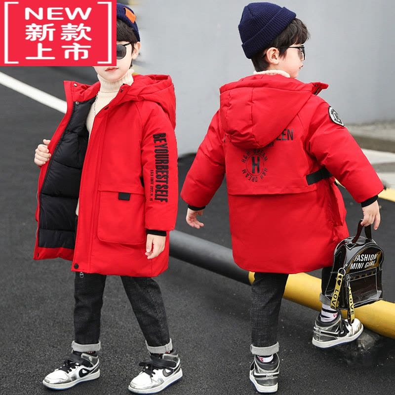 可莉允儿童装男童冬装棉服2022年新款洋气冬季羽绒棉衣外套男孩红色棉袄图片