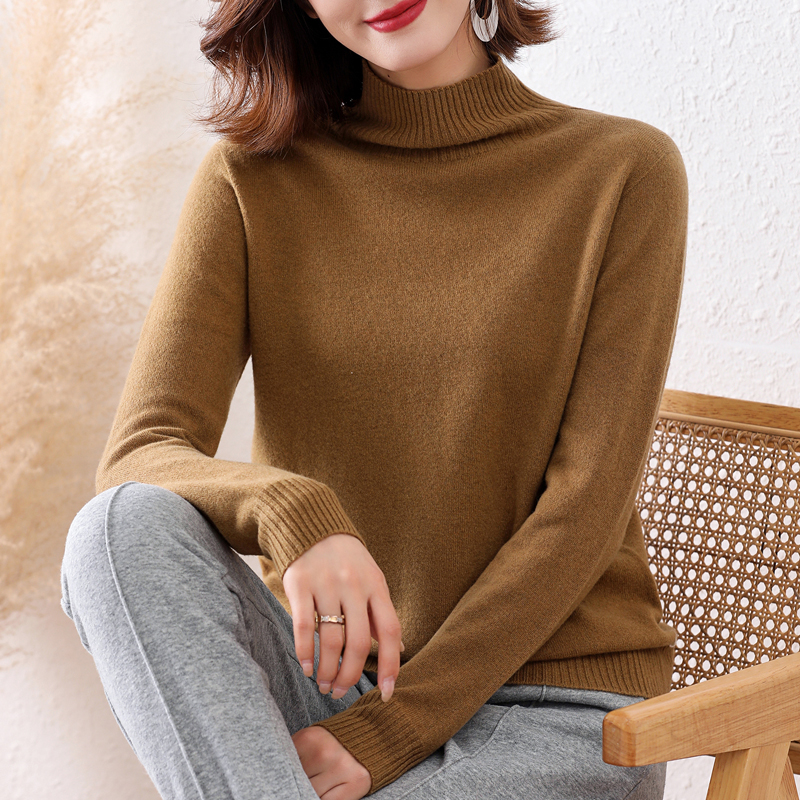新款100纯羊毛衫高端大牌羊绒衫女秋冬季毛衣新款百搭高领毛衣时尚洋气上衣针织上衣服打底衫女内搭大码显瘦洋气毛衣女高清大图