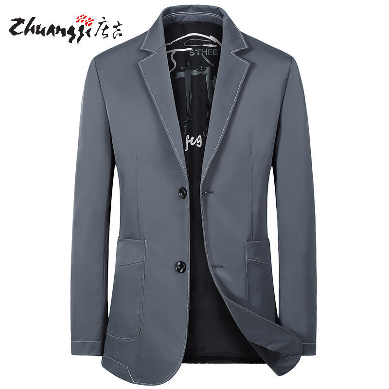 庄吉2022春秋季新款男士西服缉明线中青年修身商务休闲小西装外套