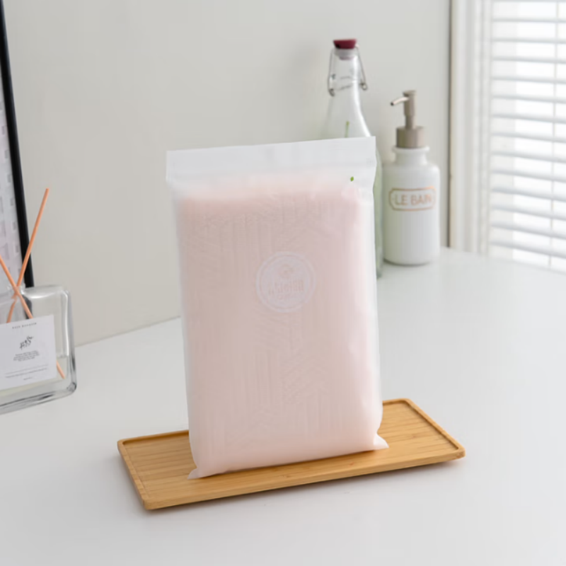 洁丽雅(grace)清悦系列毛巾单条装快速吸水EVA袋装家庭装 绿色/粉色 1条 60g高清大图