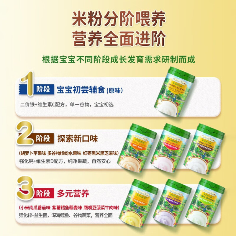 爷爷的农场有机婴幼儿强化钙米粉225g(红枣黑米黑芝麻味)*2