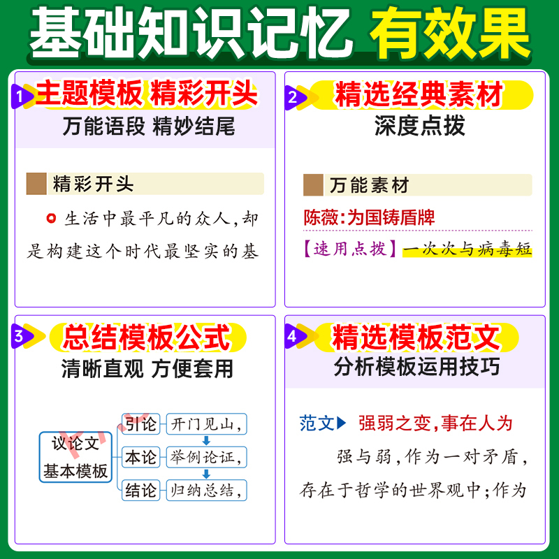 高中语文万能作文模板 高中通用 [正版]2025版pass绿卡图书图解速记高中语文作文模板 全彩版高一二三高考语文素材模
