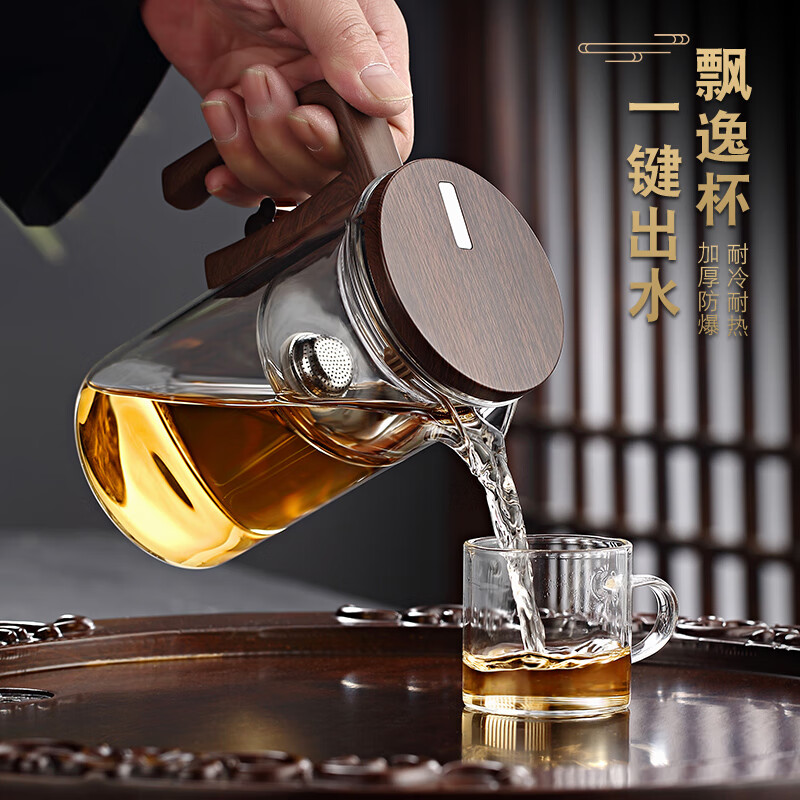 WFX 久堂飘逸杯泡茶壶全玻璃内胆无杆磁吸一键过滤 大号LX002 720ml高清大图