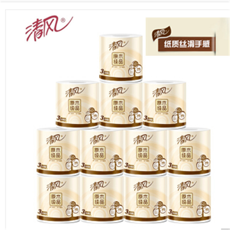 清风 B24C4CP1原木纯品 3层240段卷纸*12卷