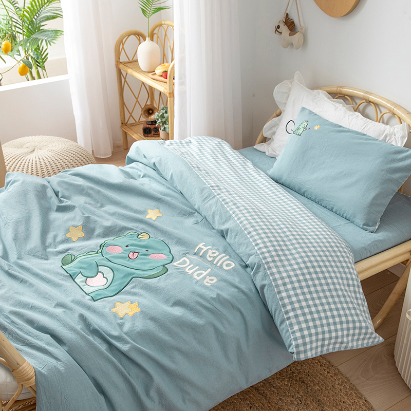 a类全棉水洗棉幼儿园被子三件套纯棉午睡儿童宝宝婴儿被褥六件套