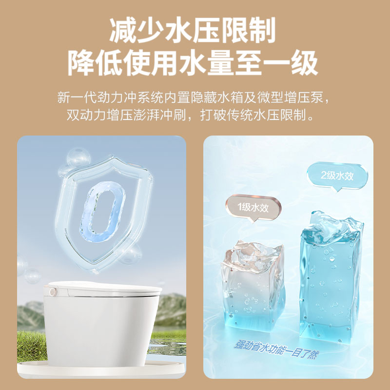 九牧(JOMOO)智能马桶小牧卫浴智能除臭零压带水箱一体式坐便器X5max自动翻盖+UVC除菌+泡沫盾 坑距305mm高清大图