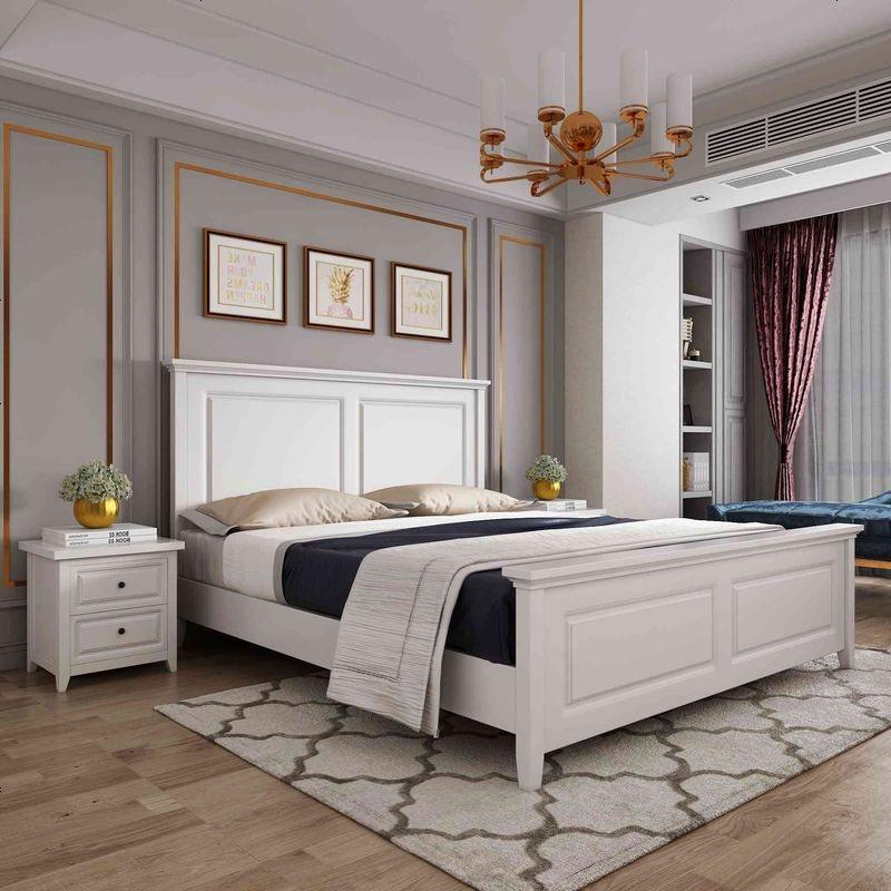 现代简约实木床白色18米双人床主卧15m单人床12美式高箱储物床1350mm