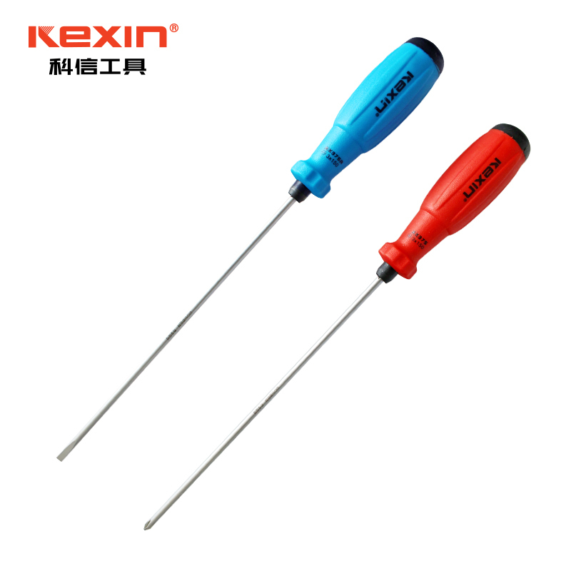 科信(kexin)专业级橡胶柄一字螺丝批 磁性一字螺丝刀 起子改锥 3*75mm KX372 5支