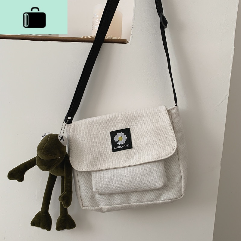学院风斜挎包韩版ins超火简约帆布小包包街头潮流休闲男女单肩包new