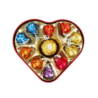 Hershey's好时巧克力10粒+1粒心形铁盒结婚喜糖成品礼盒装(默认红色心形盒发货)
