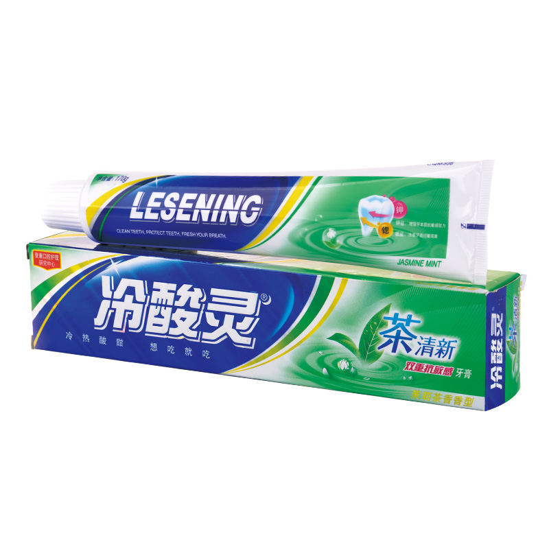 冷酸灵牙膏组合套装110g*3支(井盐110g+冰柠110g+茶清新110g) 送超感适齿牙刷套装高清大图