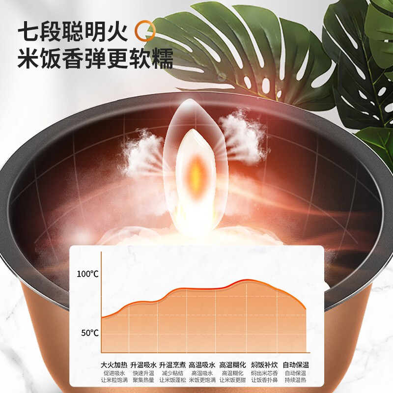 九阳(Joyoung)F-40FZ820电饭煲 家用电饭锅 4L大容量柴火饭智能预约多功能焖煮防溢深栗棕智能操控金属机身