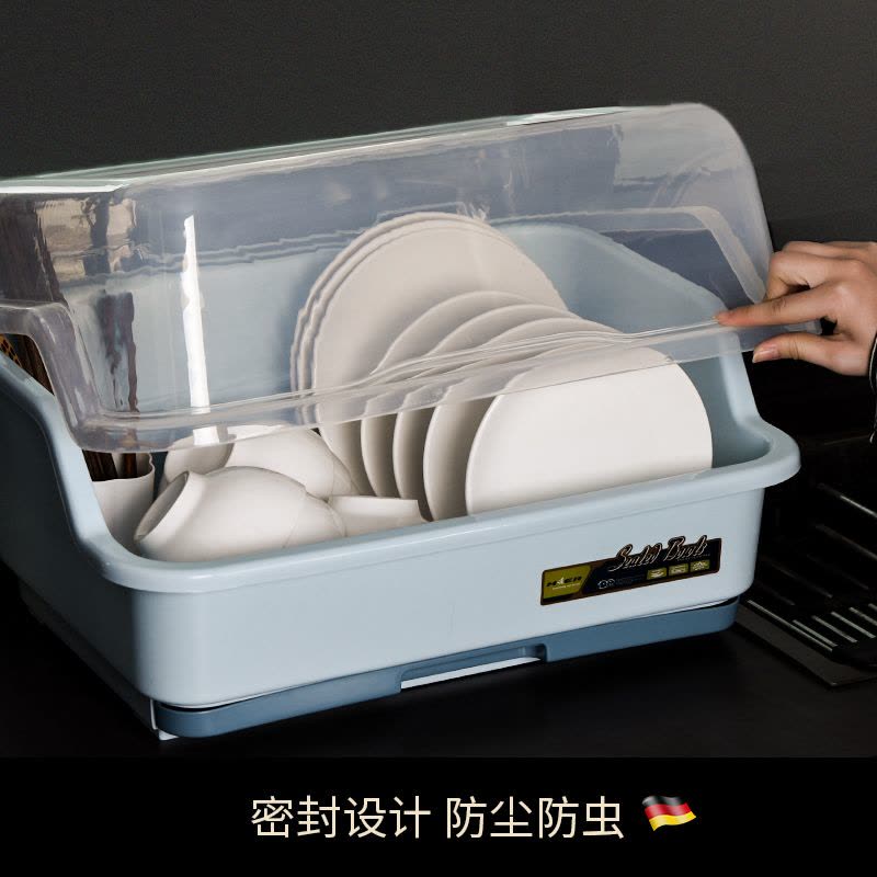 装碗筷收纳盒放碗箱沥水碗架厨房家用带盖碗盆碗碟置物架塑料碗柜图片