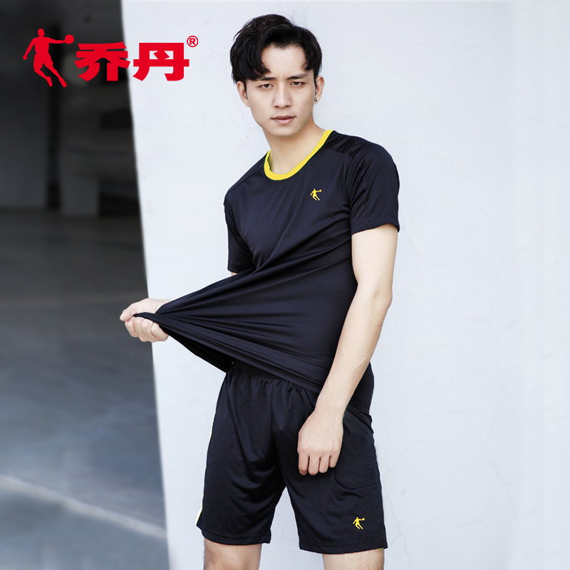 乔丹运动套装男短袖2022夏季新款t恤跑步运动服健身运动衣足球服