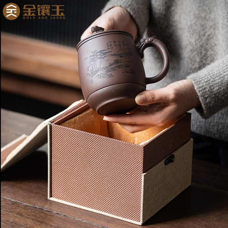 金镶玉 思归紫砂内胆杯 宜兴紫砂手工原矿茶杯泡茶办公杯茶具 460ml高清大图