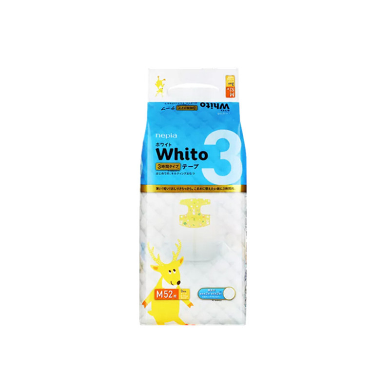 妮飘Nepia 日本Whito 轻薄透气 3小时日用纸尿裤 52枚 M 6kg-11kg