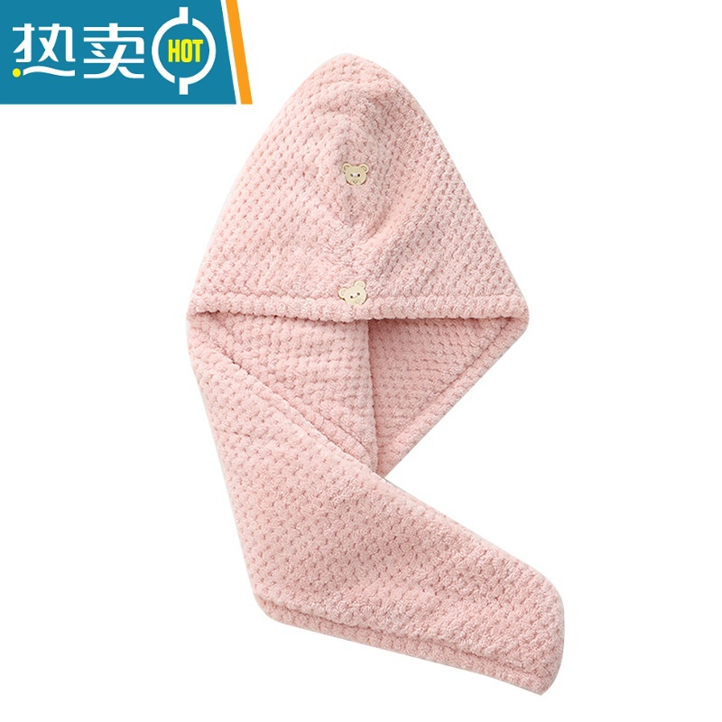 敬平干发帽女双层加厚吸水速干包头巾擦洗头发浴帽器纯色 双层浅粉色 超吸水干发帽高清大图