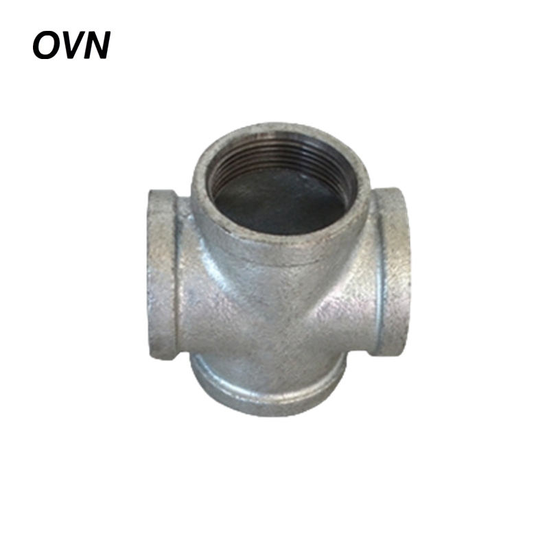 OVN 镀锌内丝等径四通 1寸 DN25国标加厚 个高清大图