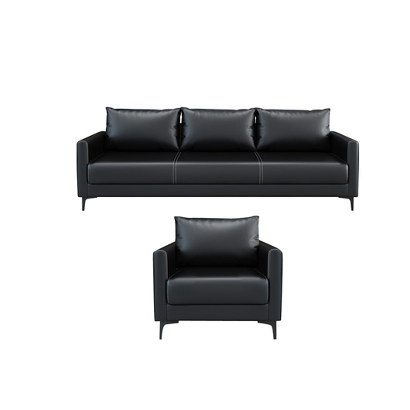 三金鑫 商务办公沙发茶几组合会客接待时尚简约休闲皮艺办公室二三人位 单人位80X63X76CM+三人位80X63X183