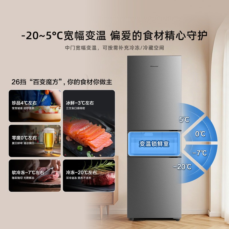 海信一级能效三门冰箱BCD-256E3SRNKD高清大图