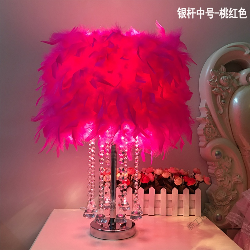 苏宁放心购 创意水晶羽毛台灯遥控调光卧室床头灯生日婚庆装饰简约小台灯