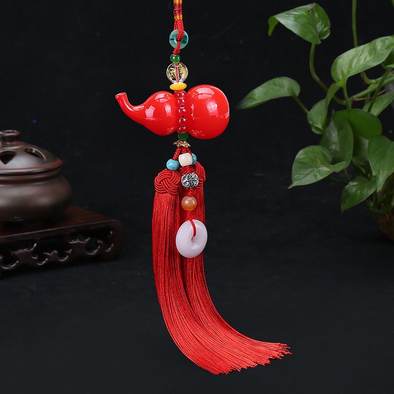 汽车挂件车内香水饰品平安水晶琉璃葫芦后视镜车饰品吊坠车内用品红