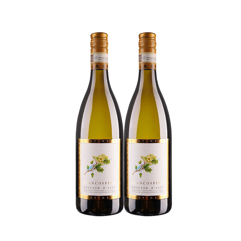 意大利原瓶进口诗培纳酒庄小花阿斯蒂莫斯卡托甜白起泡葡萄酒双支高清大图