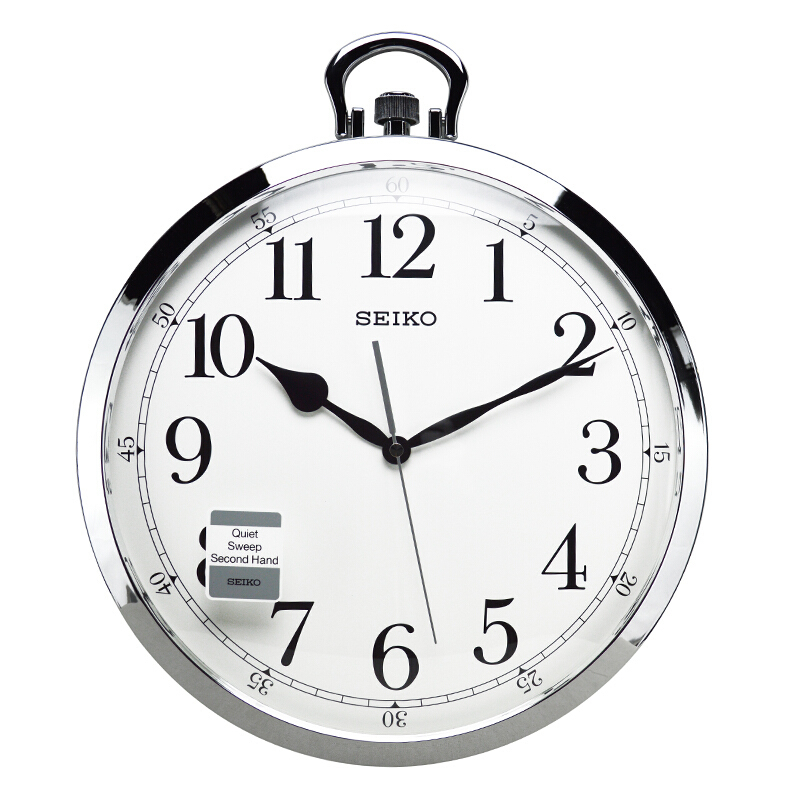 精工(SEIKO)挂钟 静音简洁挂钟时尚经典挂钟居家办公石英钟QXA417S银色