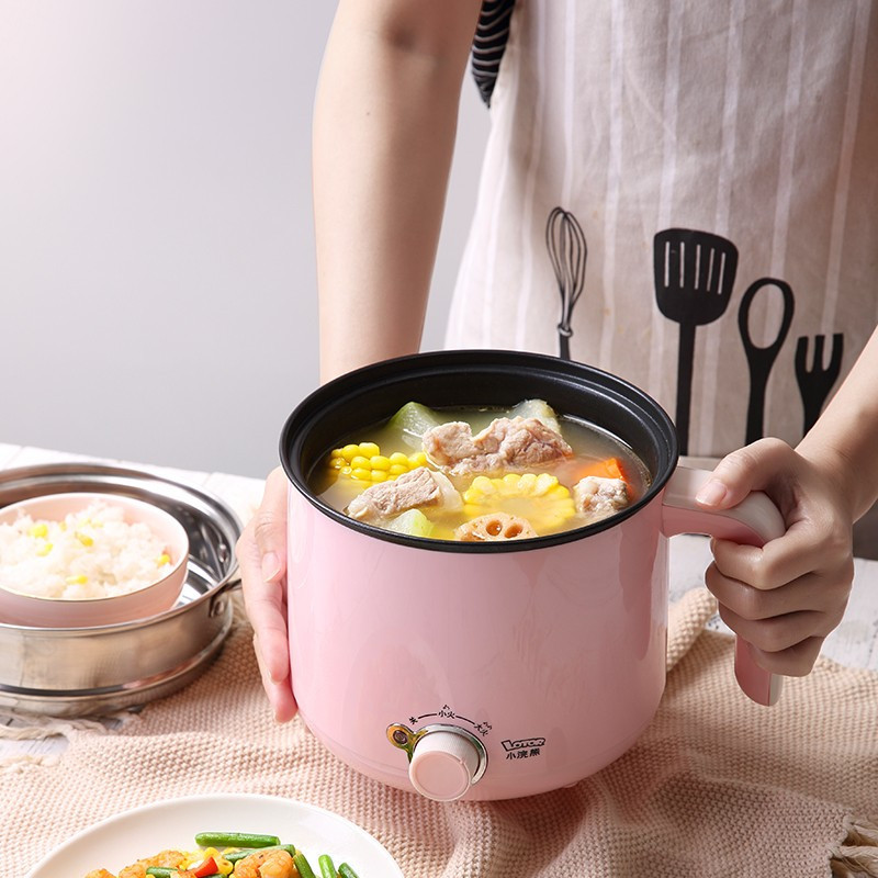 小浣熊电煮锅不粘锅内胆小功率宿舍学生煮面小锅寝室神器迷你火锅两档