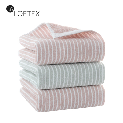 亚光(LOFTEX) 家纺毛巾 纱布毛圈AB版条纹花型丰采纯棉纱布毛圈面巾 33*70cm 两条装