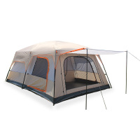 以素户外露营帐篷两房一厅帐篷5-8-12多人野营帐篷家庭出游二室一厅帐篷 流沙金色8-12人【430*305*210cm】大号