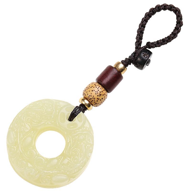 古风玉石貔貅钥匙扣男女汽车钥匙挂件高档手工创意钥匙链挂饰吊坠玉石